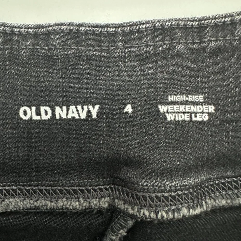 Old Navy High Rise Weekender Wide‎ Leg Women's size 4 Black Denim jeans